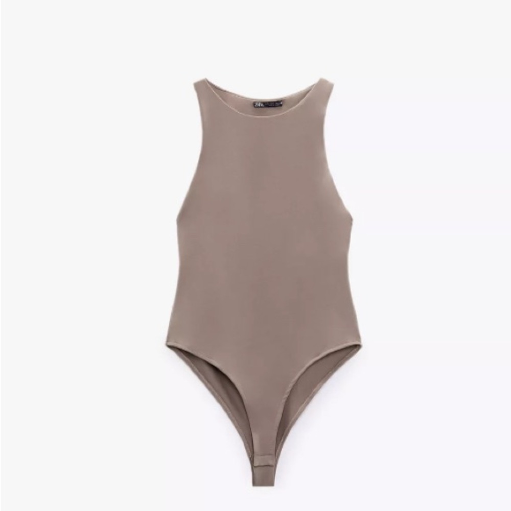 Zara Halterneck Bodysuit M In Mink
